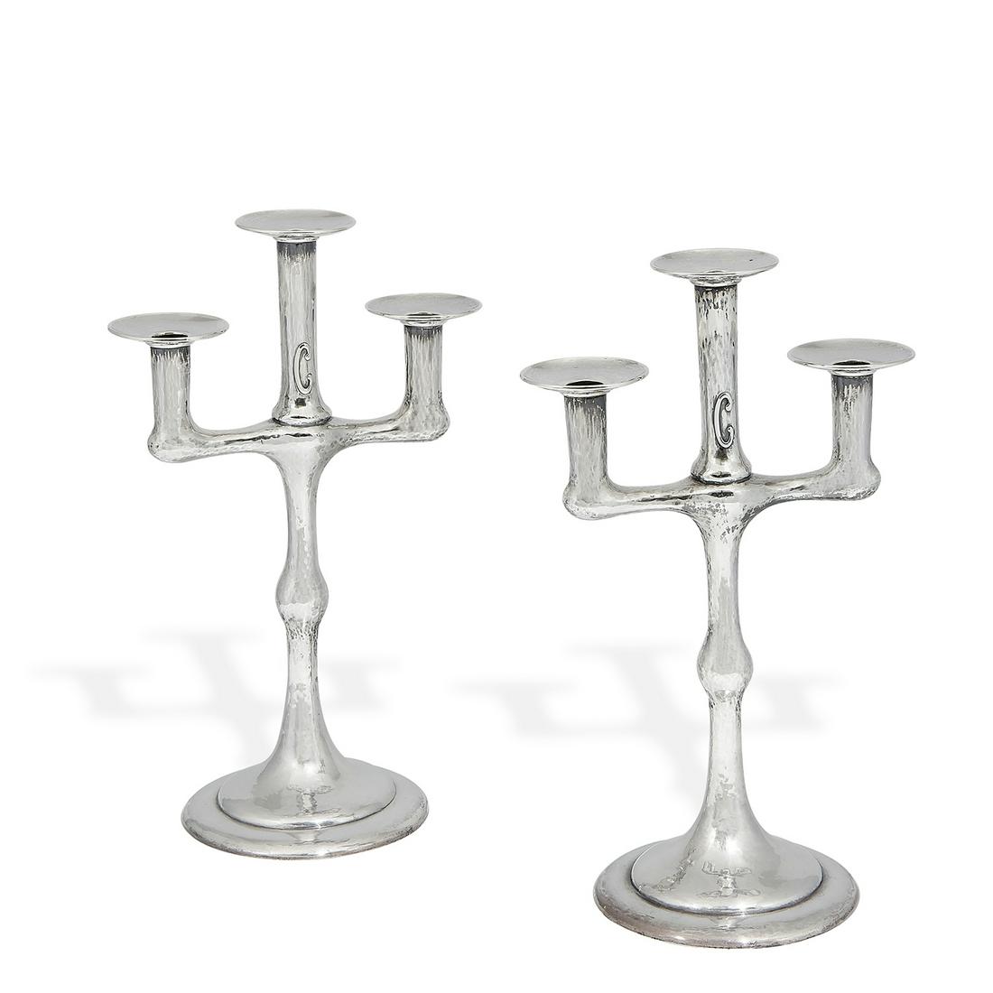 The Kalo Shop three-light candelabra, #356E, pair (1 of 2)