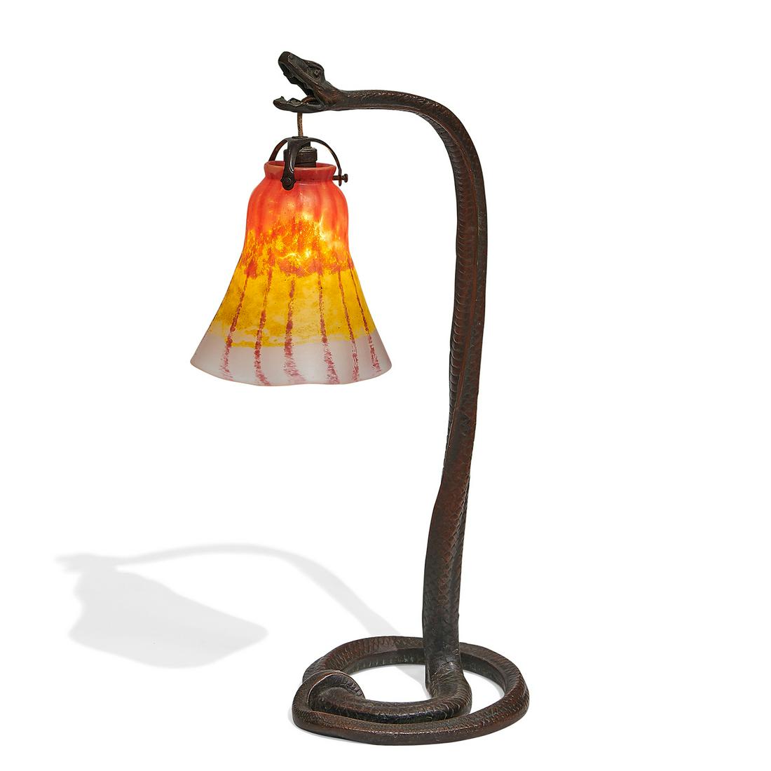 Austrian or French Art Nouveau snake table lamp (1 of 6)