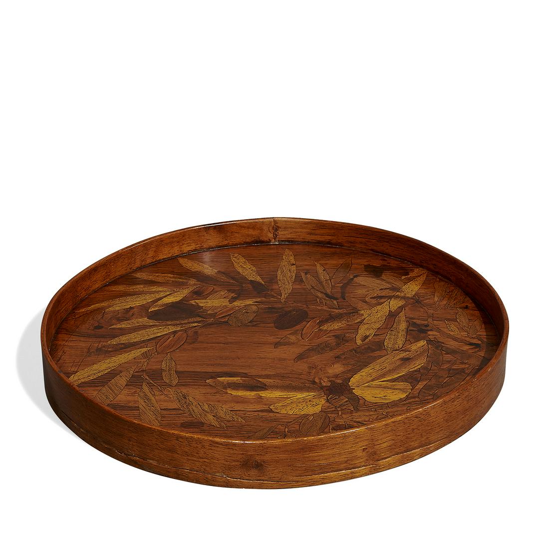 Émile Gallé round tray with cicada & olive branch (1 of 5)