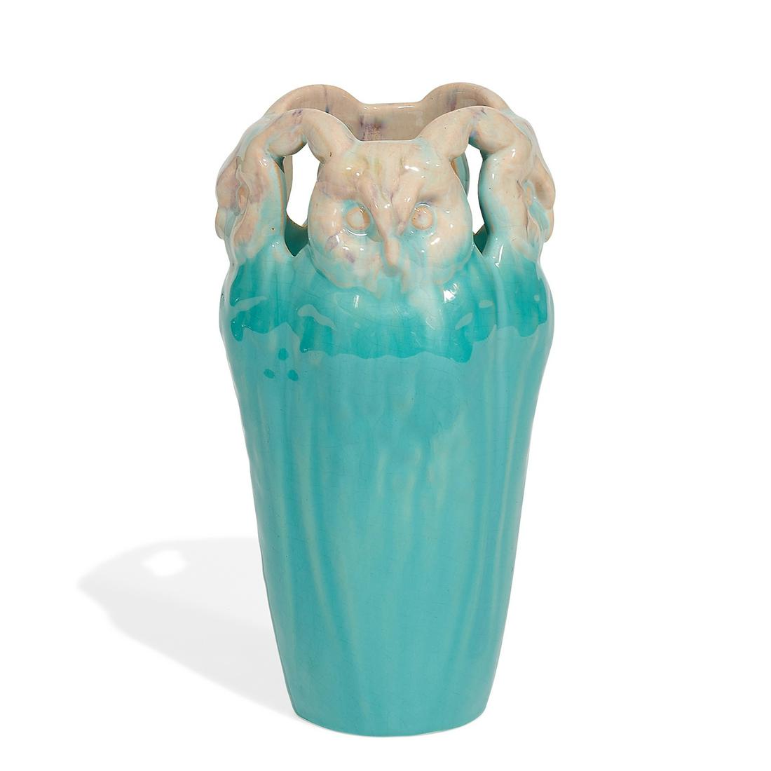 Michael Andersen & Son Art Nouveau vase with owls (1 of 5)