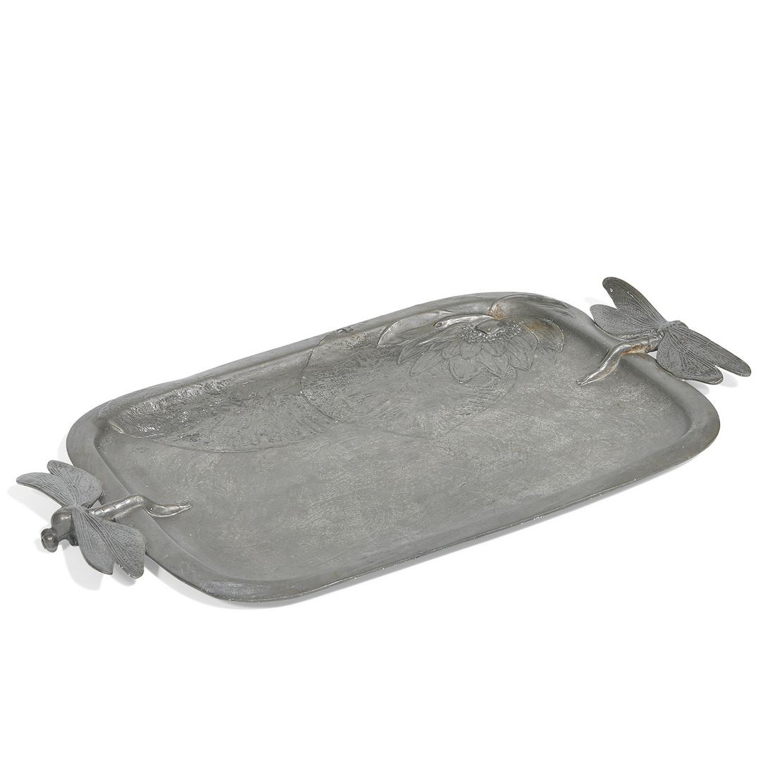 Kayserzinn dragonfly handled tray, #4188 (1 of 5)