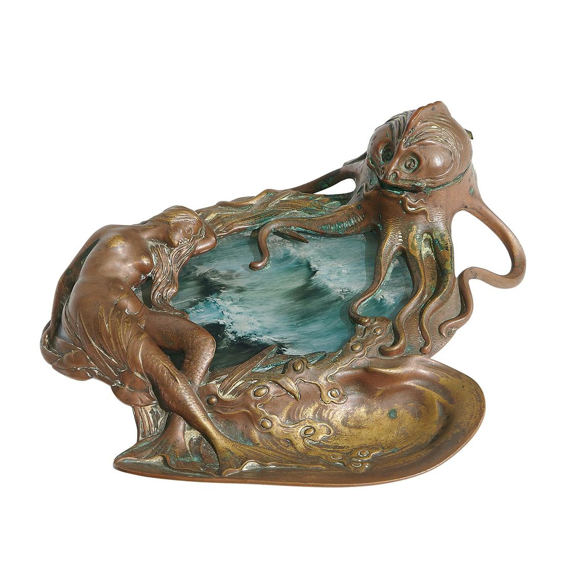 Viennese Art Nouveau octopus and mermaid inkwell (1 of 6)