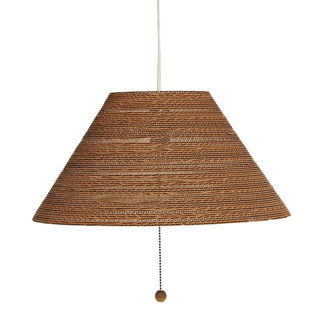 Gregory Van Pelt pendant lamp: Gregory Van Pelt pendant lamp USA, 1970s corrugated cardboard, wood unmarked 16 1/2"dia x 8"h