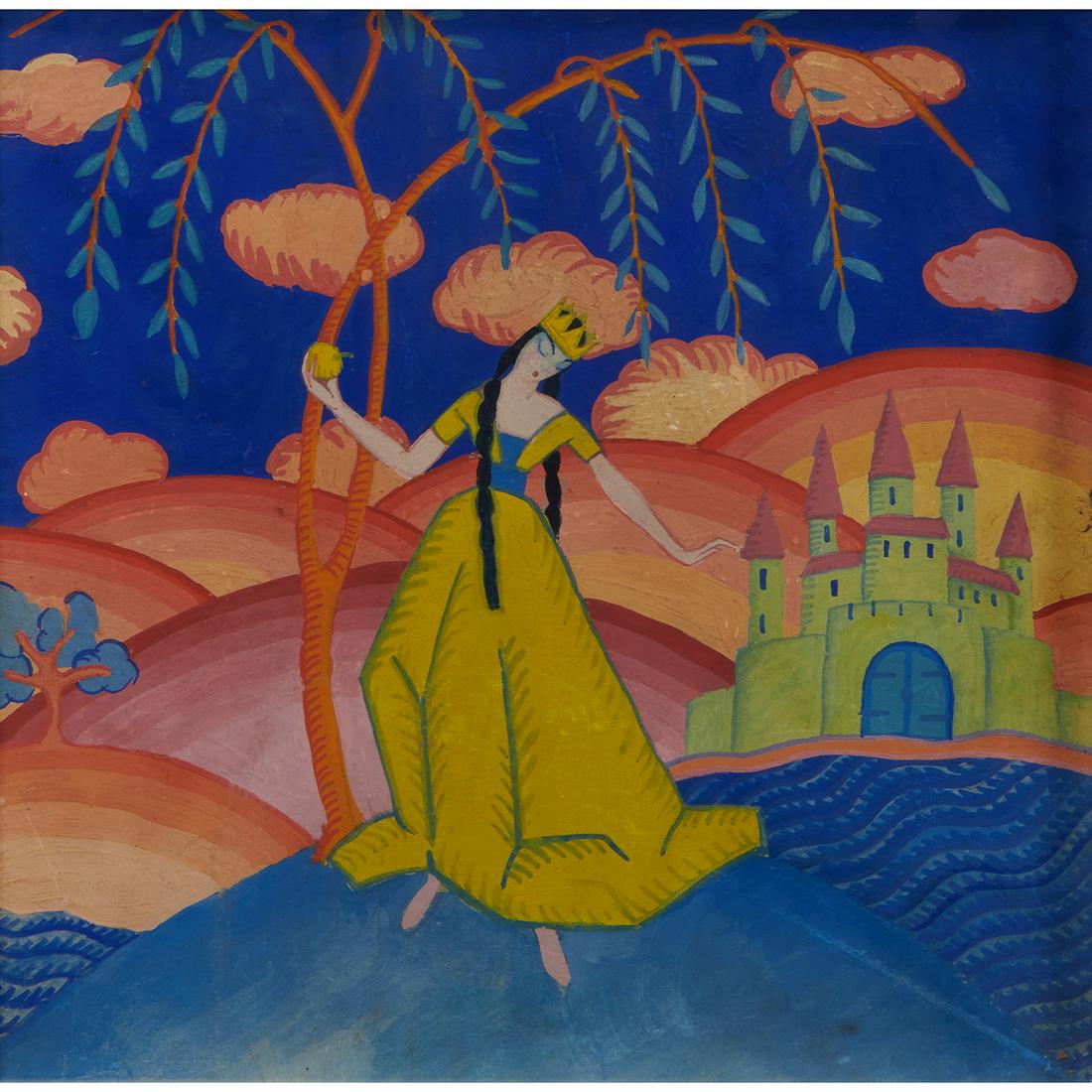 Attributed to Ilona Karasz, Fantasy Scene of a Princess (1 of 2)