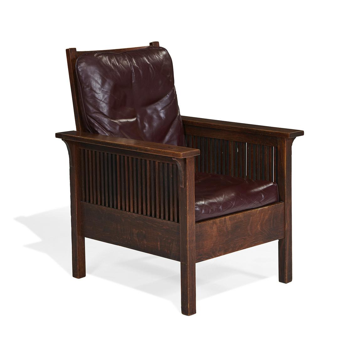 Gustav Stickley fixed-back spindle armchair, #390 (1 of 3)