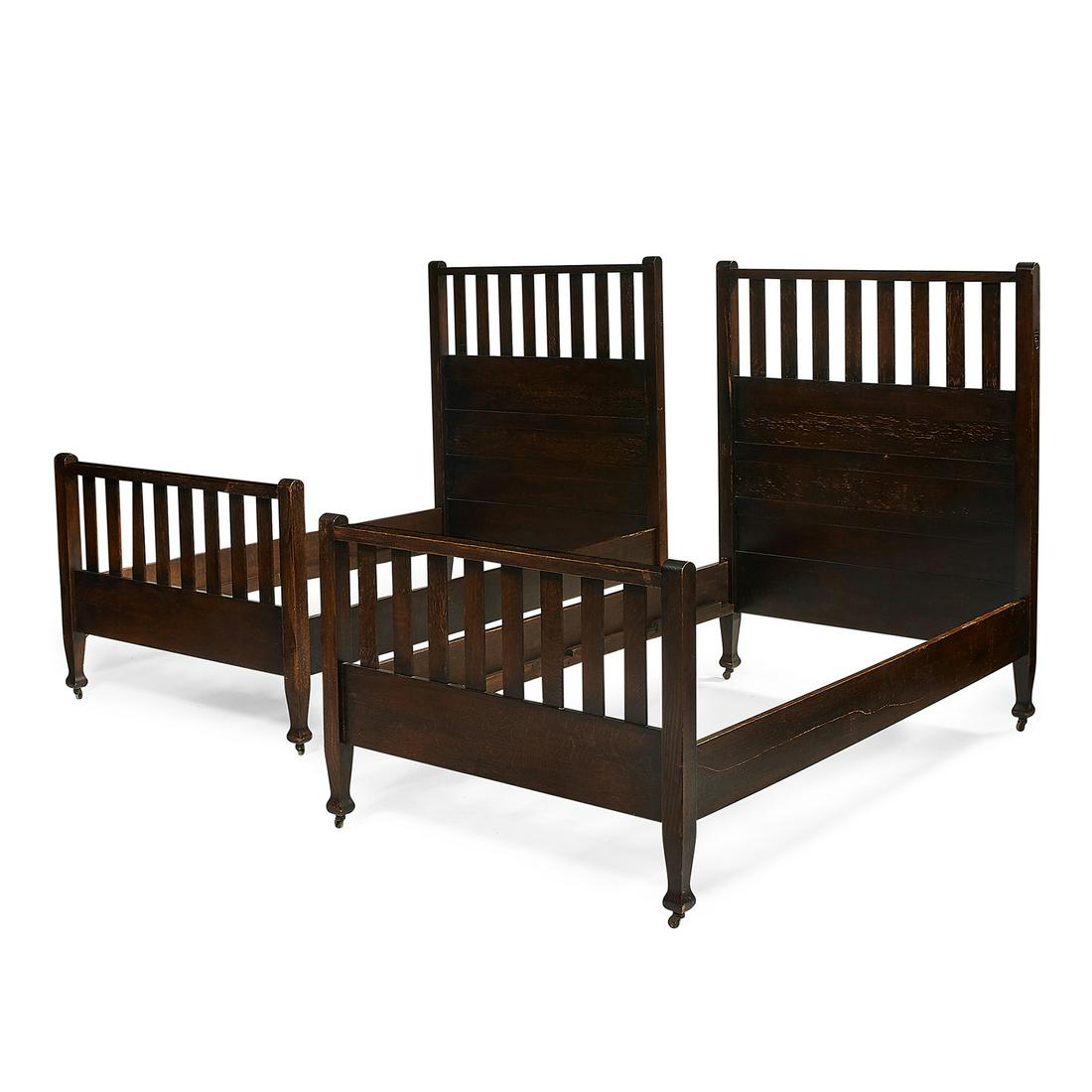 Roycroft twin-sized beds, pair, #0106 (1 of 2)