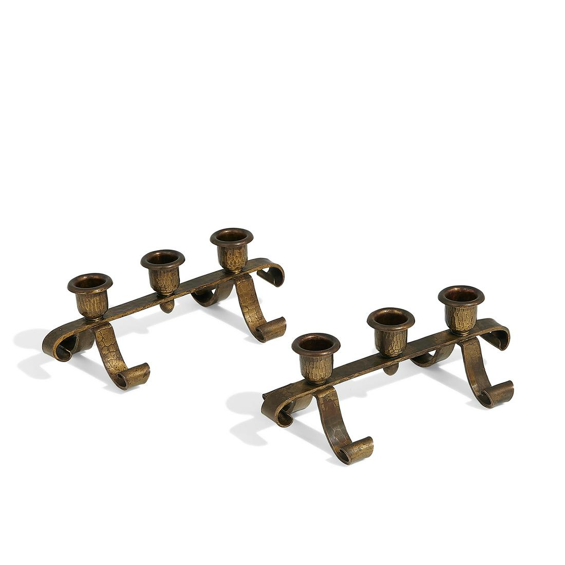 Roycroft three-light candleholders, pair (1 of 2)