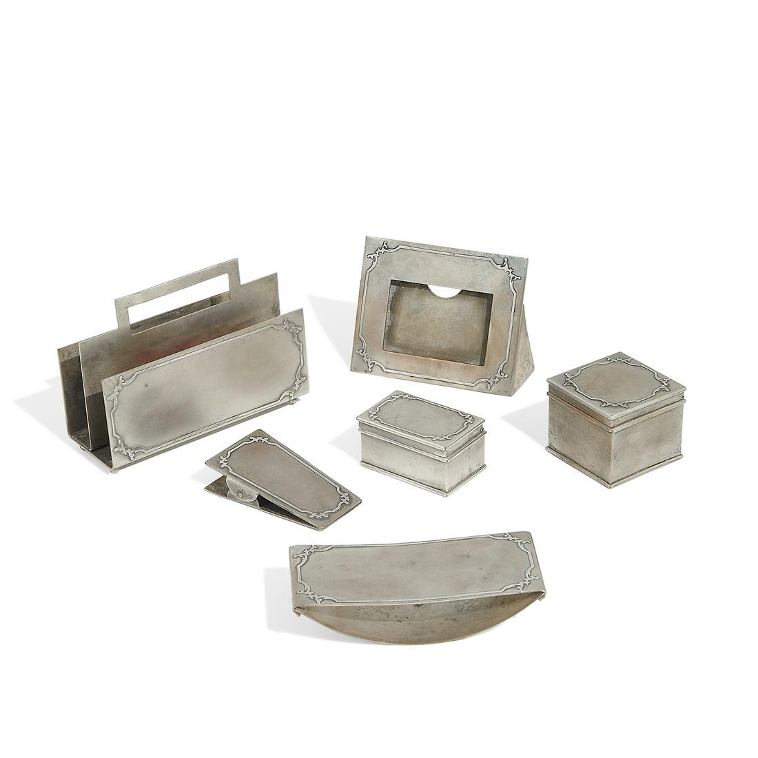 Heintz Art Metal Shop six-piece desk set, #1107 (1 of 3)