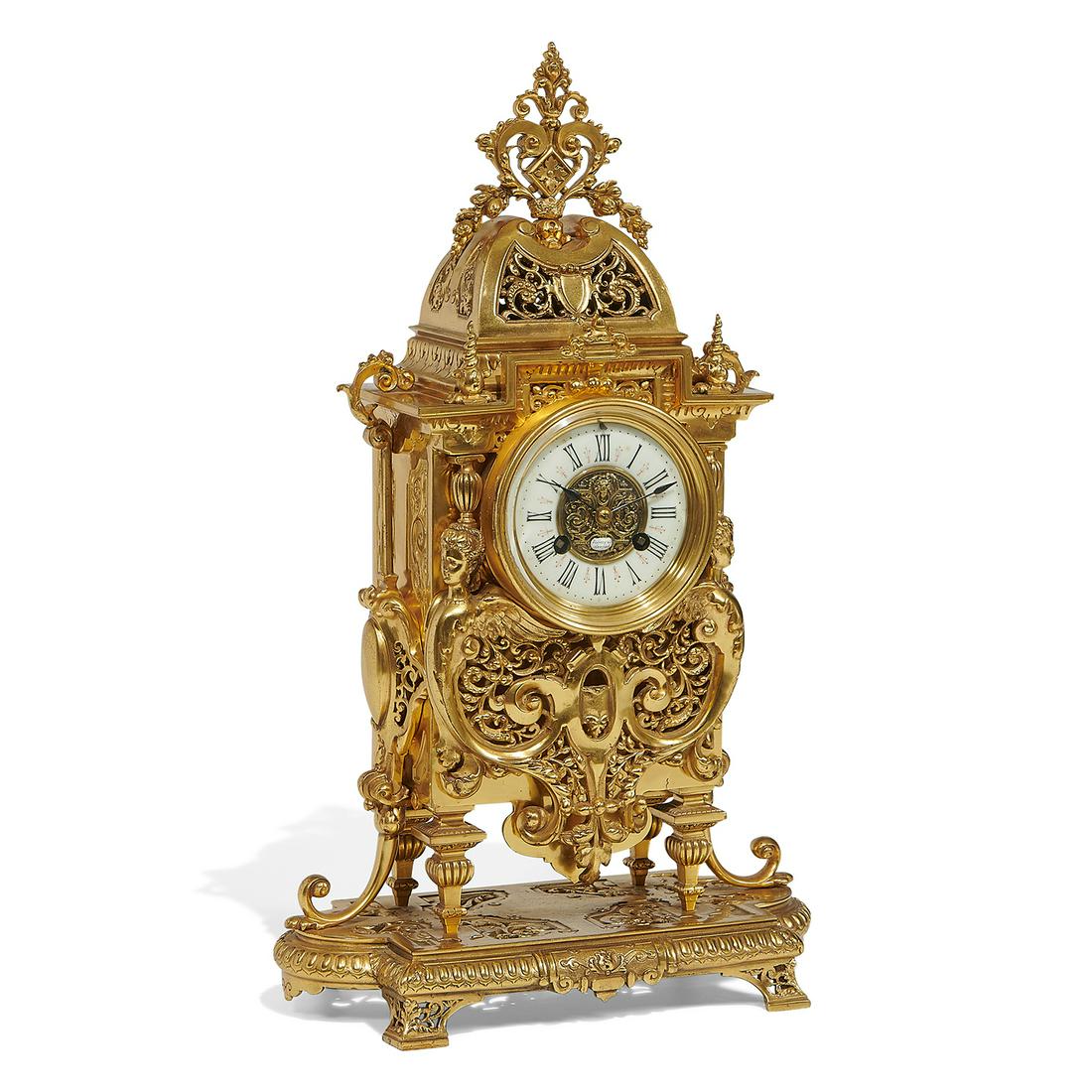 Retailed by Tiffany & Co. Louis XIV style mantel clock (1 of 7)