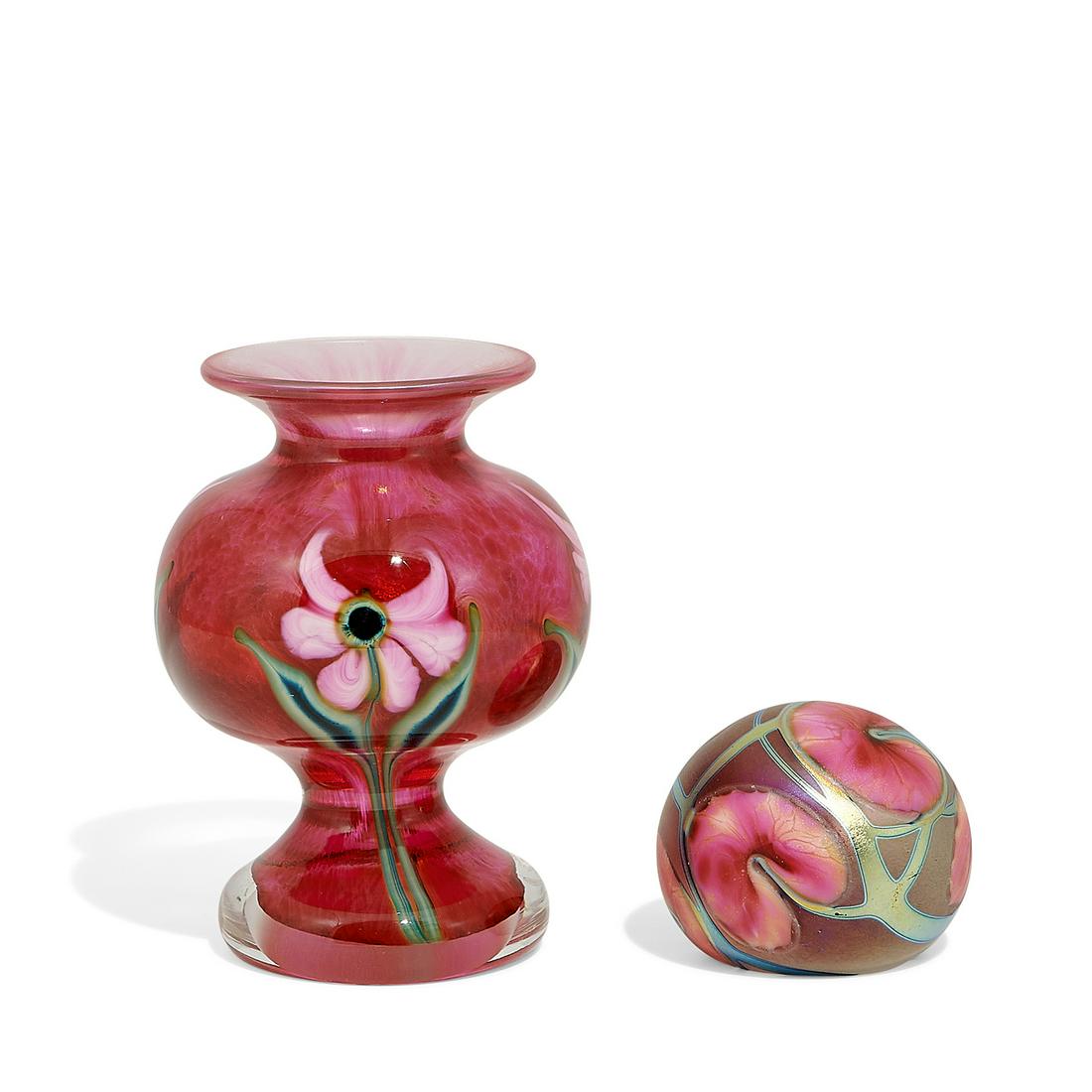 John Lotton, paperweight pedestal vase and paperweight (1 of 4)