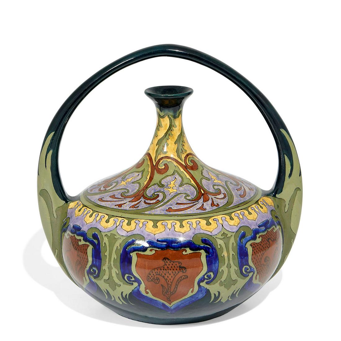 Samuel Schellink, Rozenburg Pottery handled vase (1 of 3)