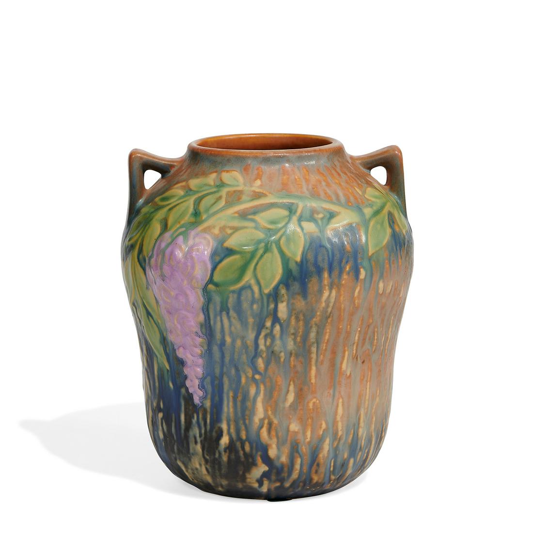 Roseville Pottery Co. Wisteria vase in blue (1 of 3)