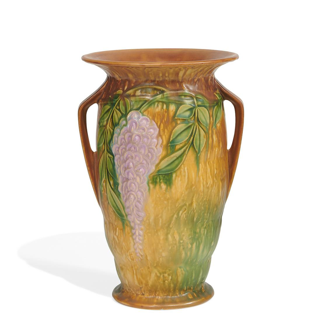 Roseville Pottery Co. Wisteria vase in brown (1 of 3)