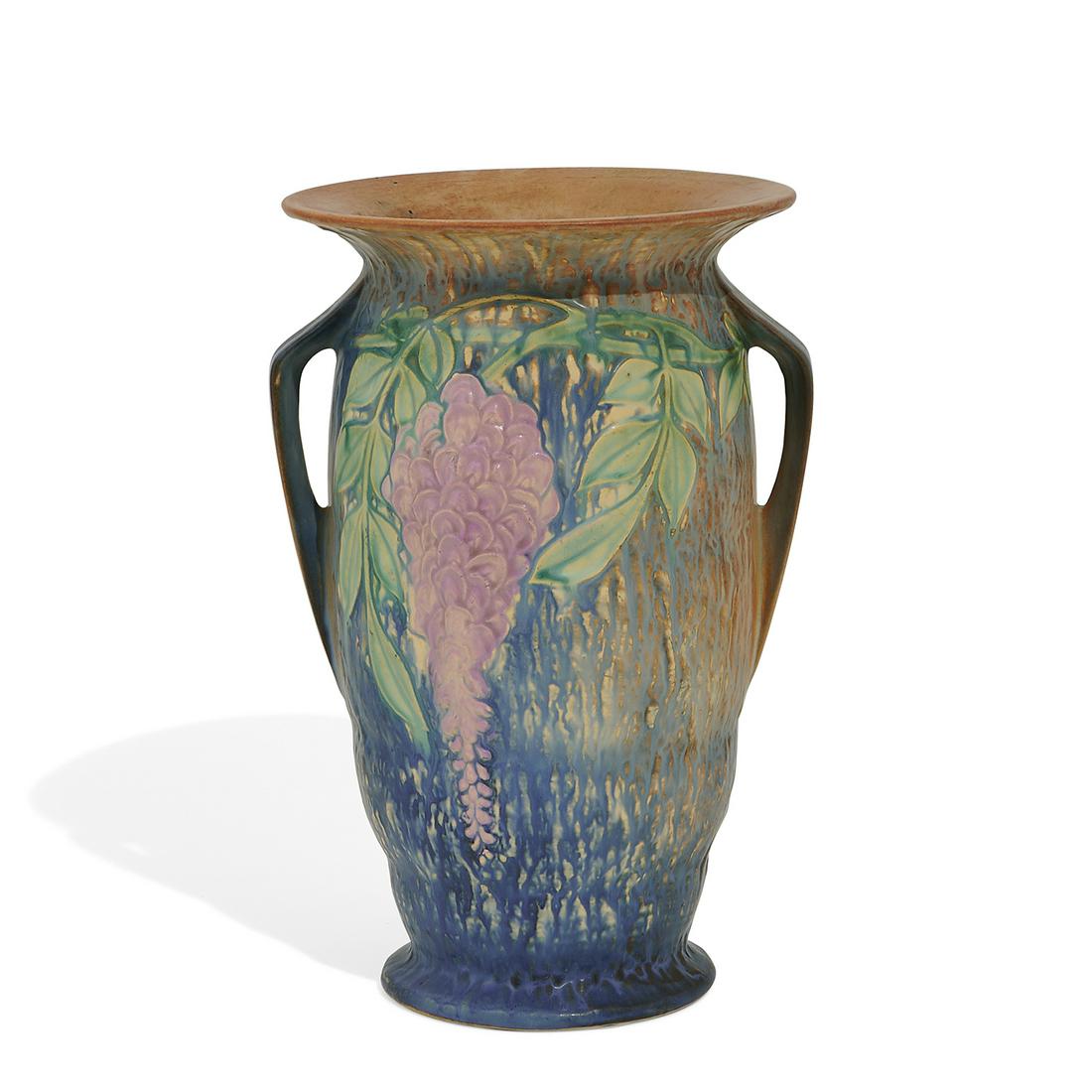 Roseville Pottery Co. Wisteria vase in blue (1 of 3)