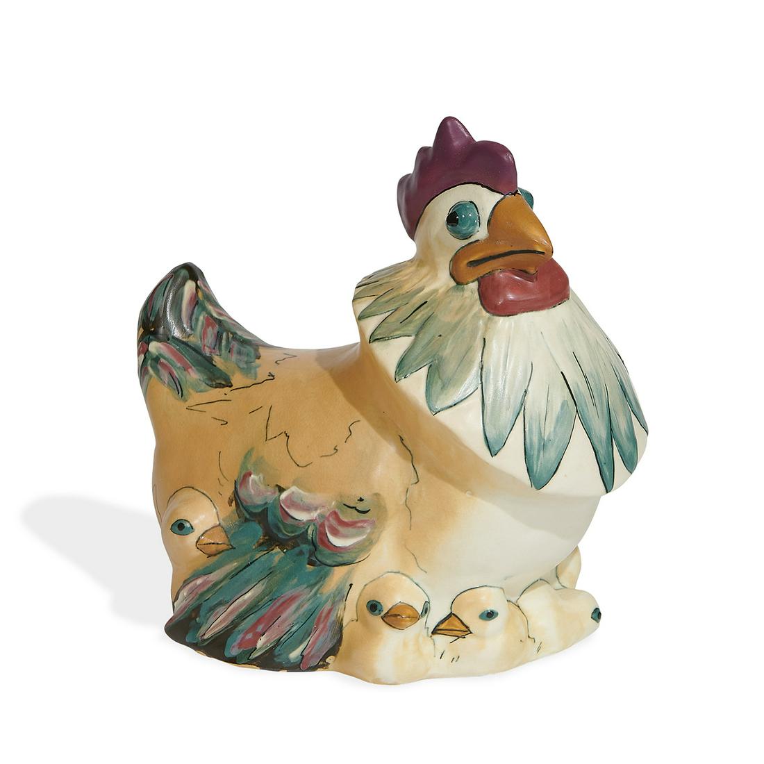 Weller Pottery "Hen with Chicks" figural group (1 of 3)