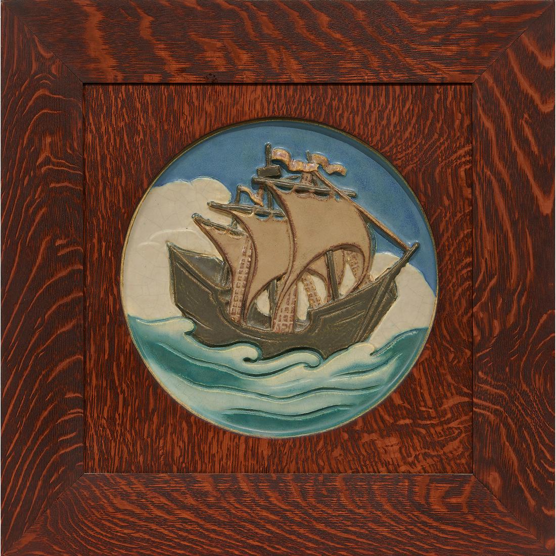 Rookwood Pottery round Architectural Faience tile (1 of 2)