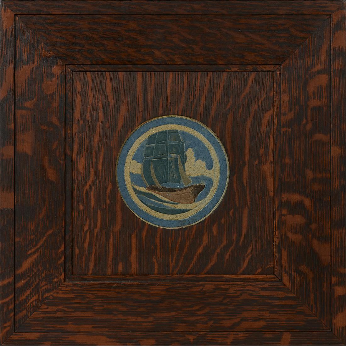 Marblehead Pottery uncommon earthenware tile (1 of 2)