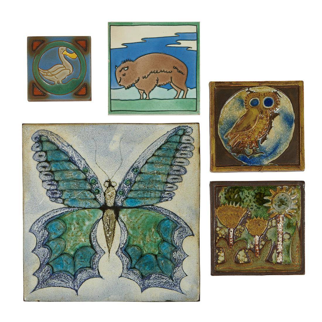 Various Makers group of earthenware tiles, five (1 of 2)