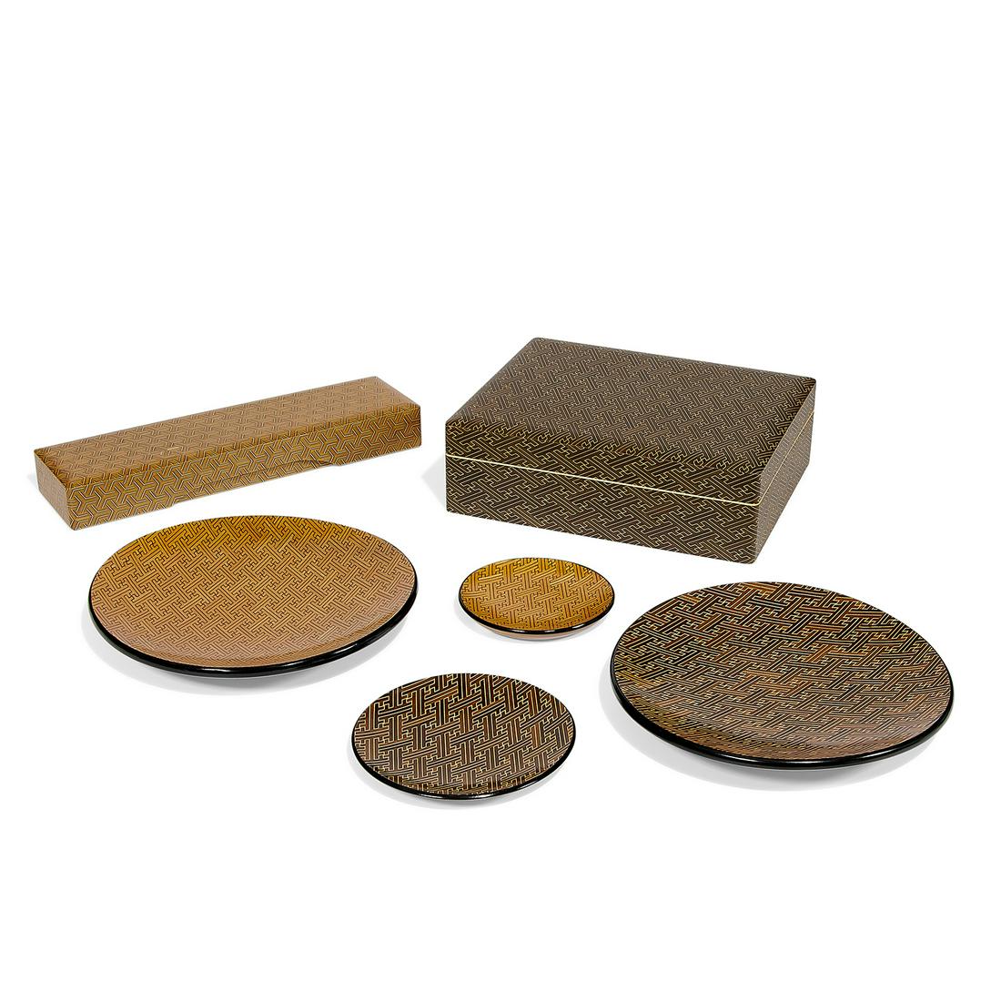 Japanese Craft marquetry boxes and plates (1 of 5)