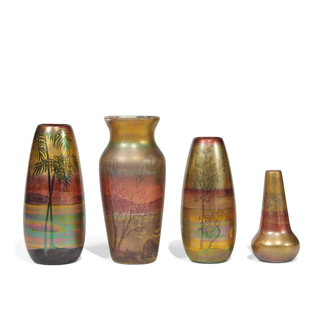 Weller Pottery Co. group of LaSa scenic vases (1 of 3)