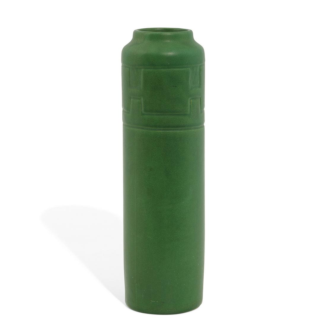 Owens Pottery Co. Mat Green earthenware vase (1 of 3)