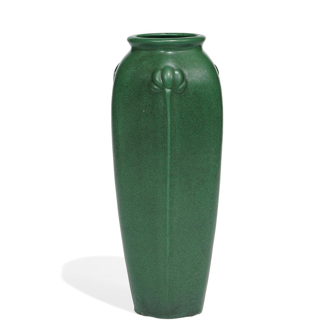 Weller Pottery Co. tall Mat Green vase (1 of 4)
