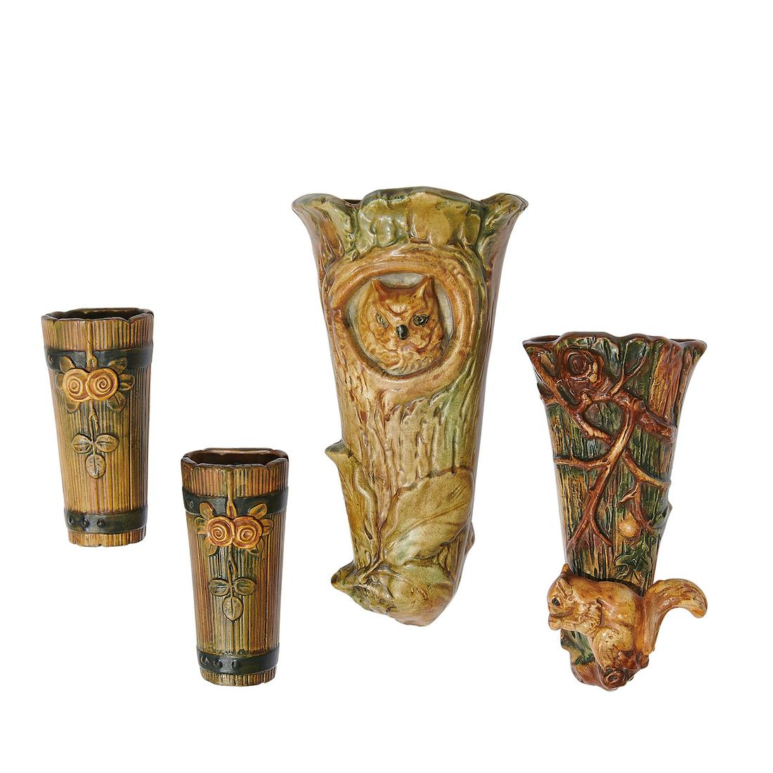 Weller Pottery Co. group of wall pockets, four (1 of 2)