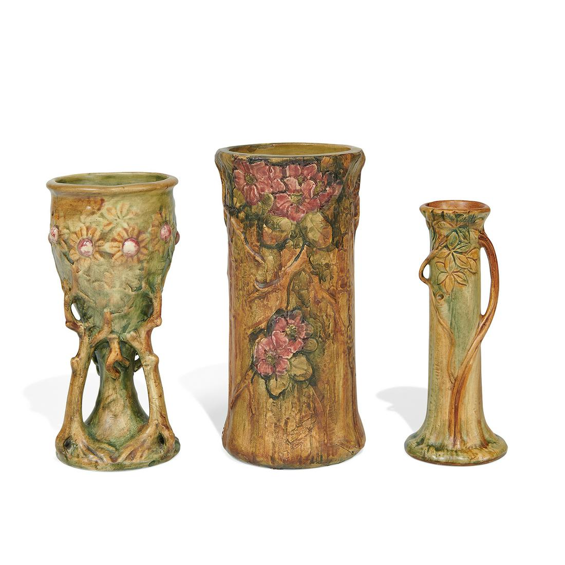 Weller Pottery Co. group of Woodcraft vases (1 of 3)