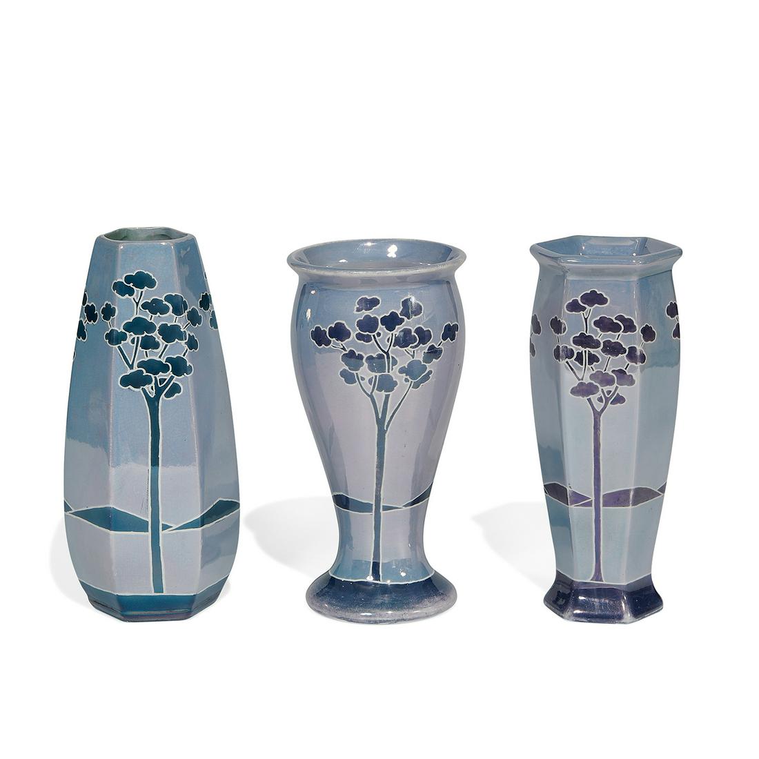 Weller Pottery Co. blue Marengo Ware vases (1 of 3)