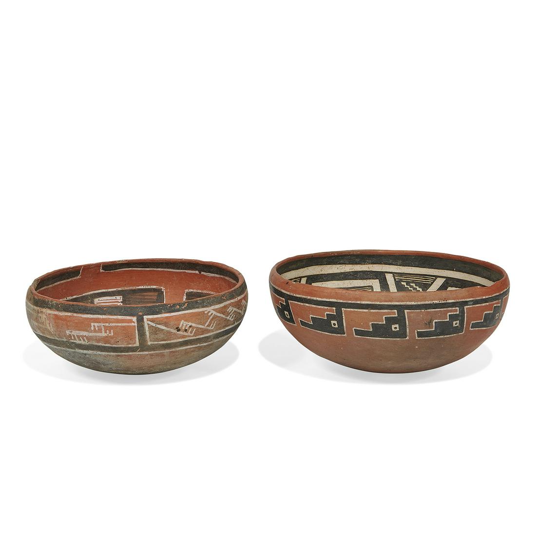 Mimbres bowls with geometric decoration, two (1 of 4)