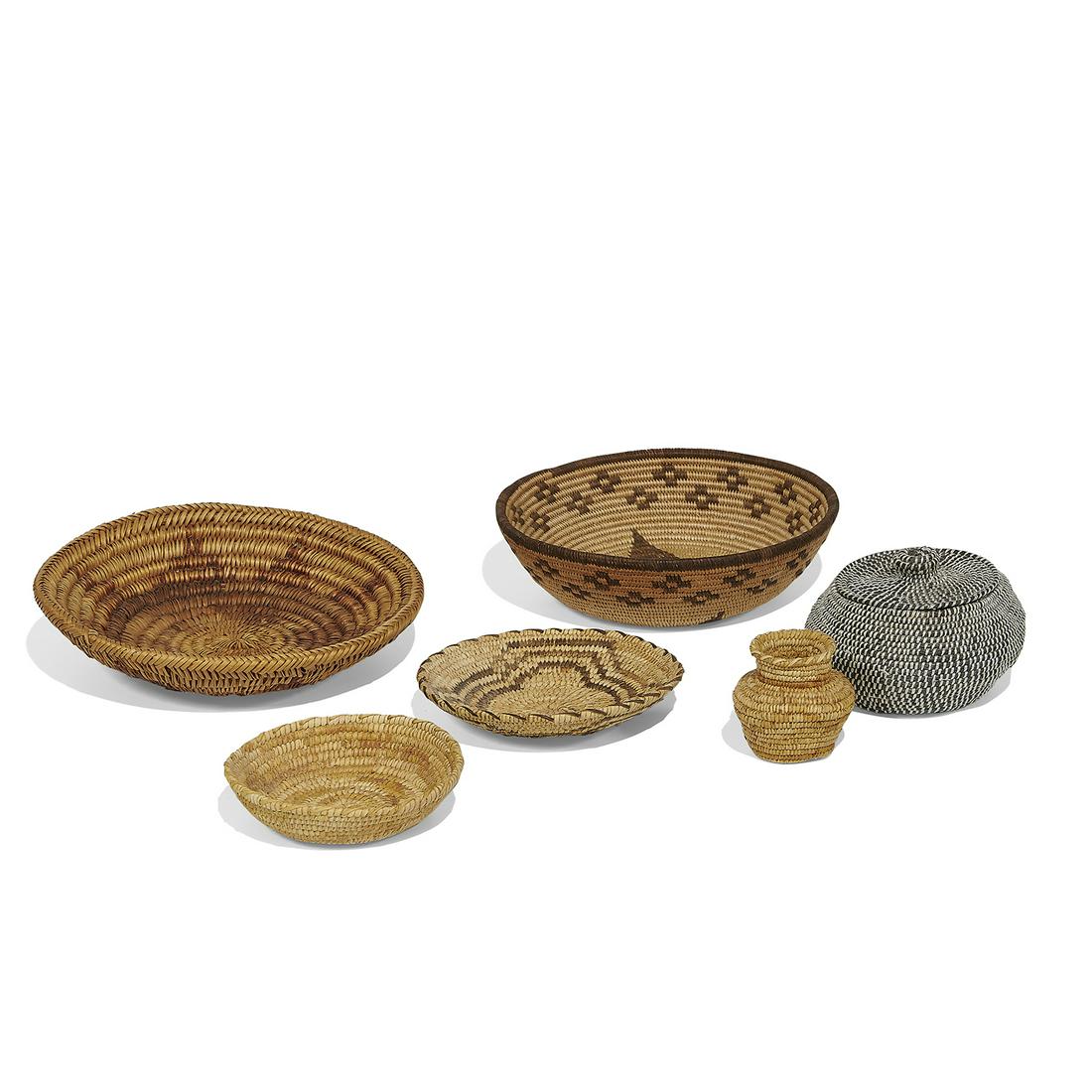Papago and Other Makers group of baskets, six (1 of 2)