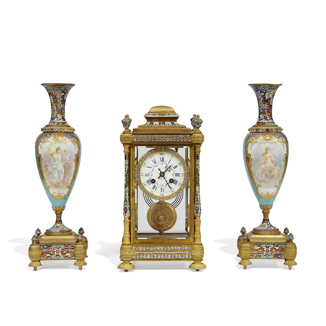 Samuel Marti & Cie three-piece clock garniture (1 of 4)