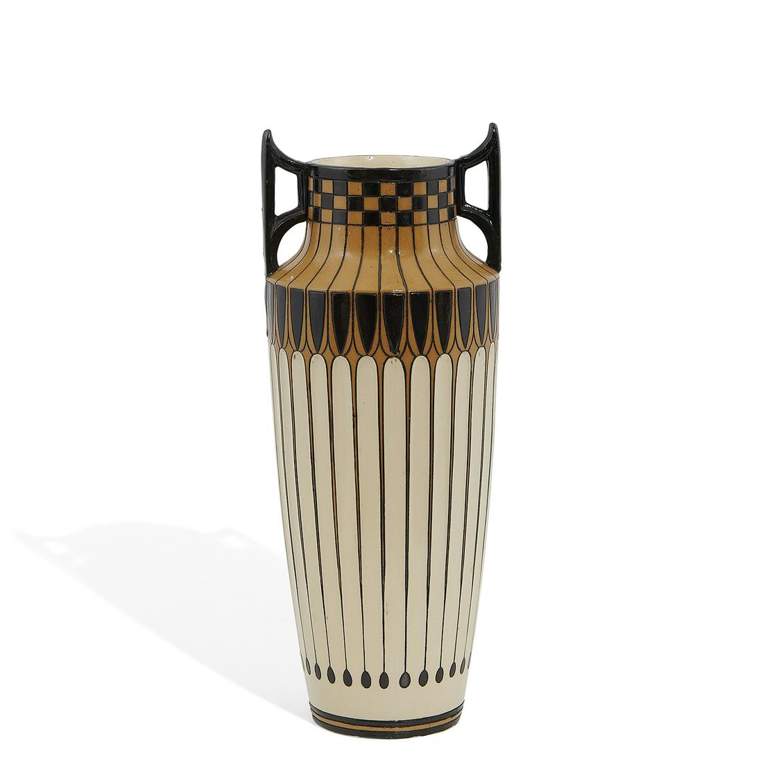 Mettlach Secessionist twin-handled vase (1 of 3)