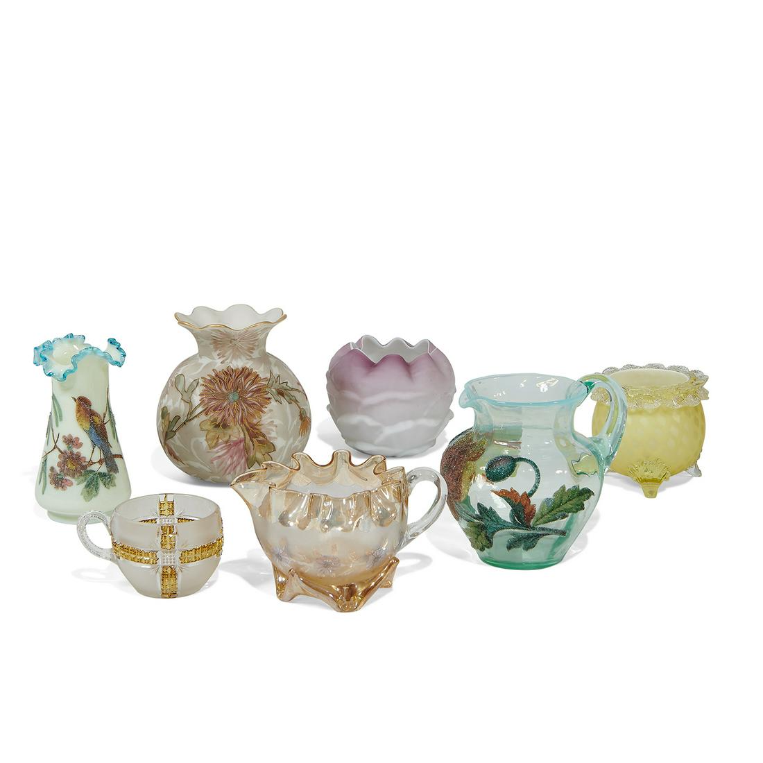 Victorian group of glassware, including Webb vase (1 of 3)