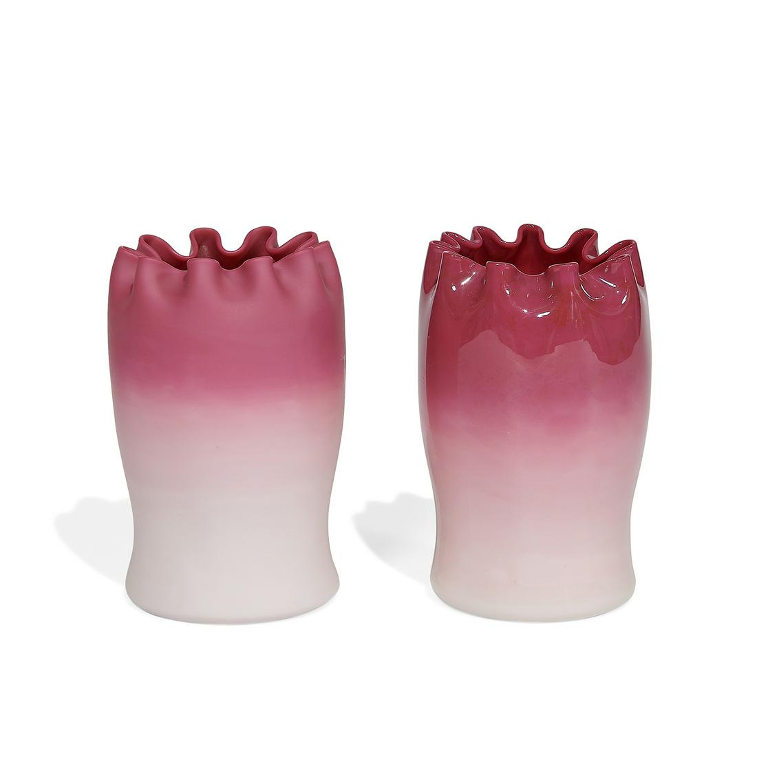 Attr. New England Glass Peachblow celery vases (1 of 2)