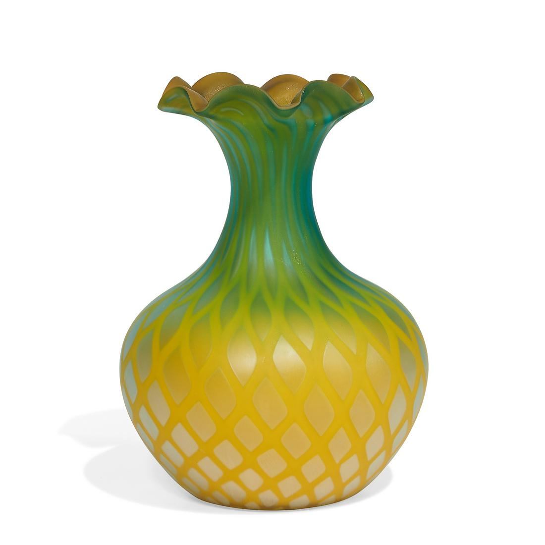 Victorian satin diamond quilt air-trap vase (1 of 3)