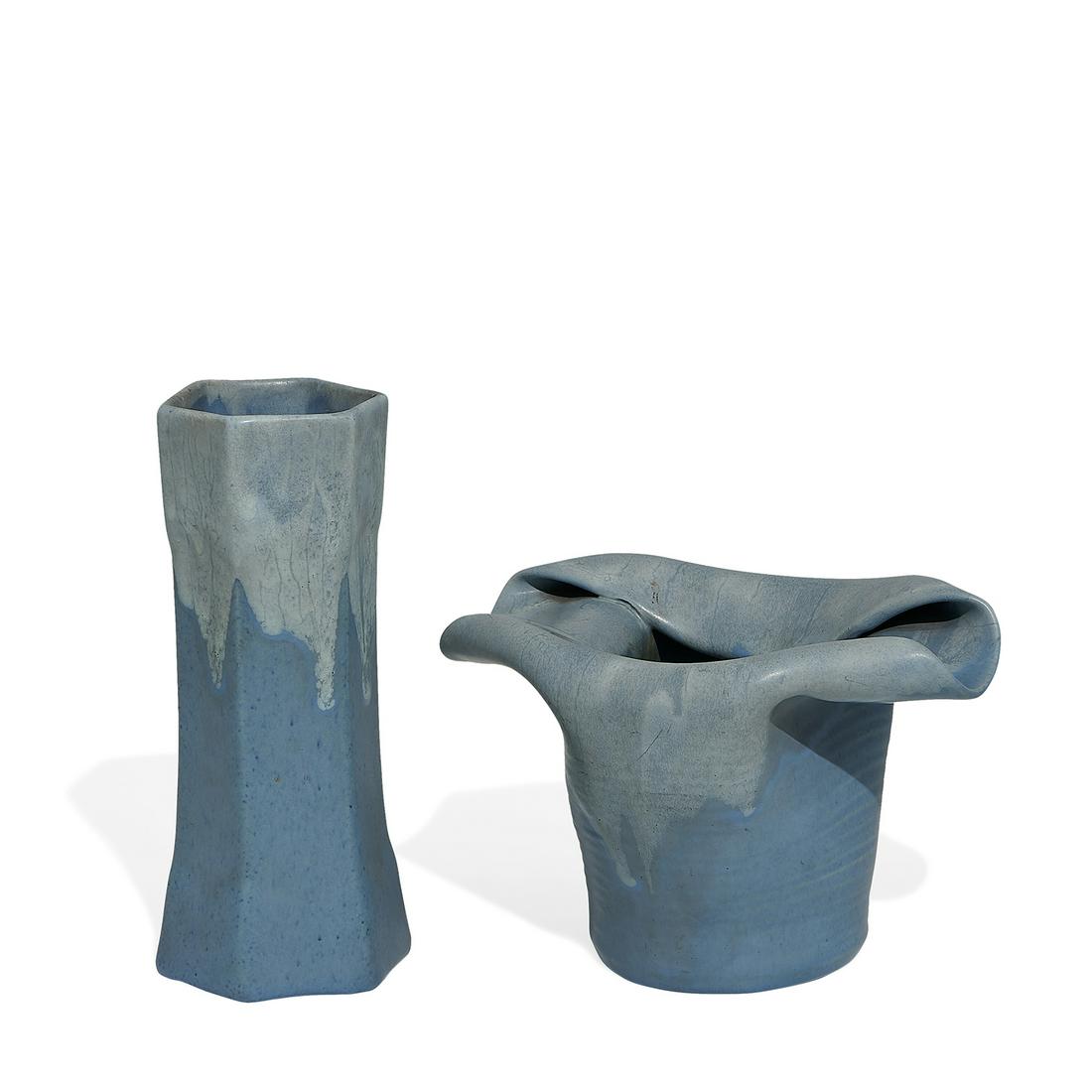 Muncie Pottery earthenware vases, two (1 of 5)