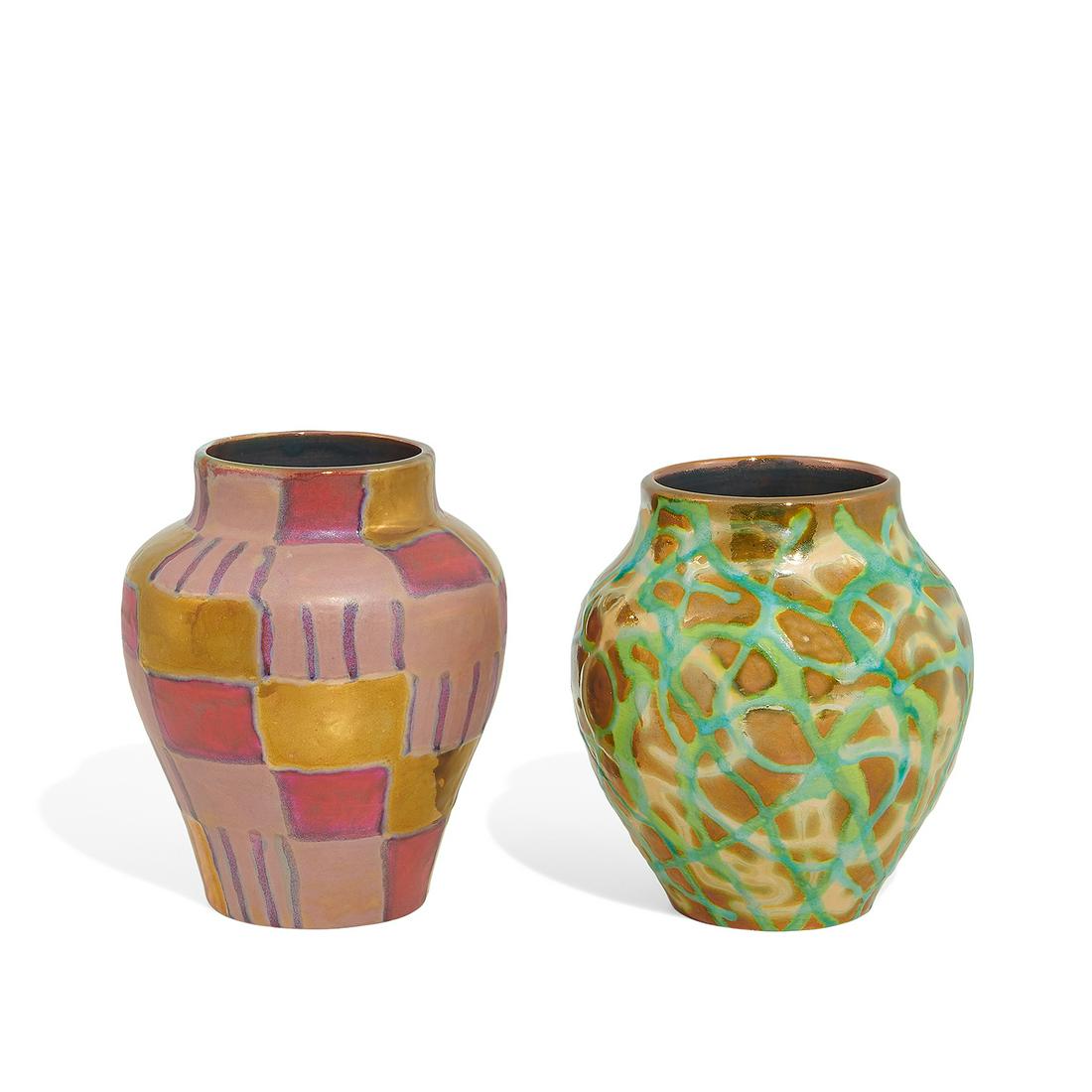 Paul J. Katrich colorful lusterware vases, two (1 of 3)