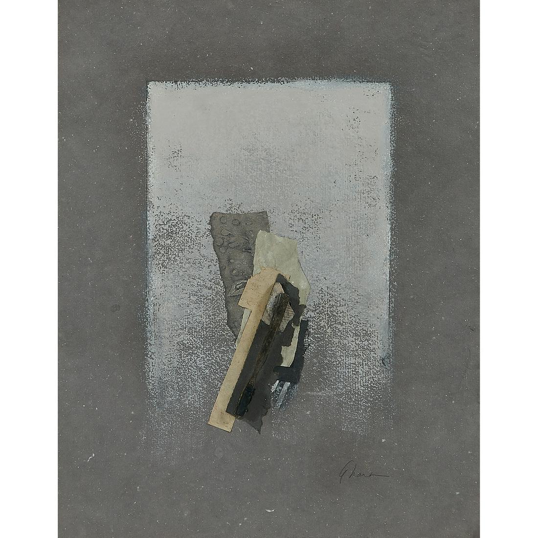 Armond Lara, Gray Framed Collage of a Toothbrush: Armond Lara (Navajo/Mexican, b. 1939) Gray Framed Collage of a Toothbrush mixed media collage signed in pencil lower right 24 3/4" x 20" Provenance: Morning Star Gallery, Santa Fe, New Mexico (label v