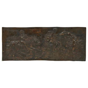 Abbott Pattisson, Horses and Riders: Abbott Pattison (American, 1916-1999) Horses and Riders bronze relief cast signature lower right stamped N-35 verso 6 3/8"h x 16"w x 3/8"d