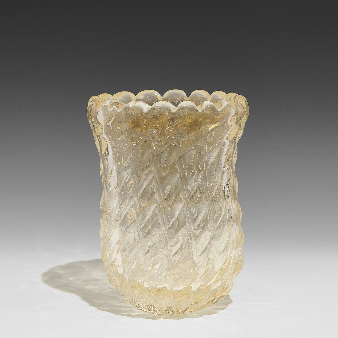 Stefano Toso vase: Stefano Toso (b. 1958) vase Murano, Italy glass etched 'Stefano Toso Murano' and sticker 'MURANO ITALY' 7 3/4"dia x 10 1/2"h