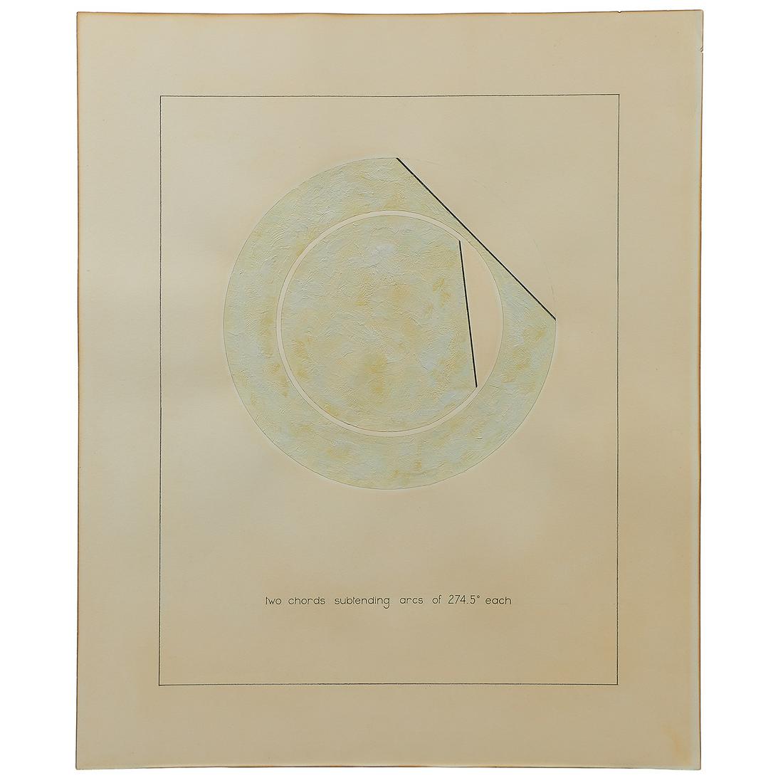 Bernar Venet, 2 chords subtending arcs of 274.5°: Bernar Venet (French, b. 1941) two chords subtending arcs of 274.5° each, 1979 graphite and gouache on paper signed and dated verso 47" x 39" Provenance: Marianne Deson Gallery, Chicago, Illinois
