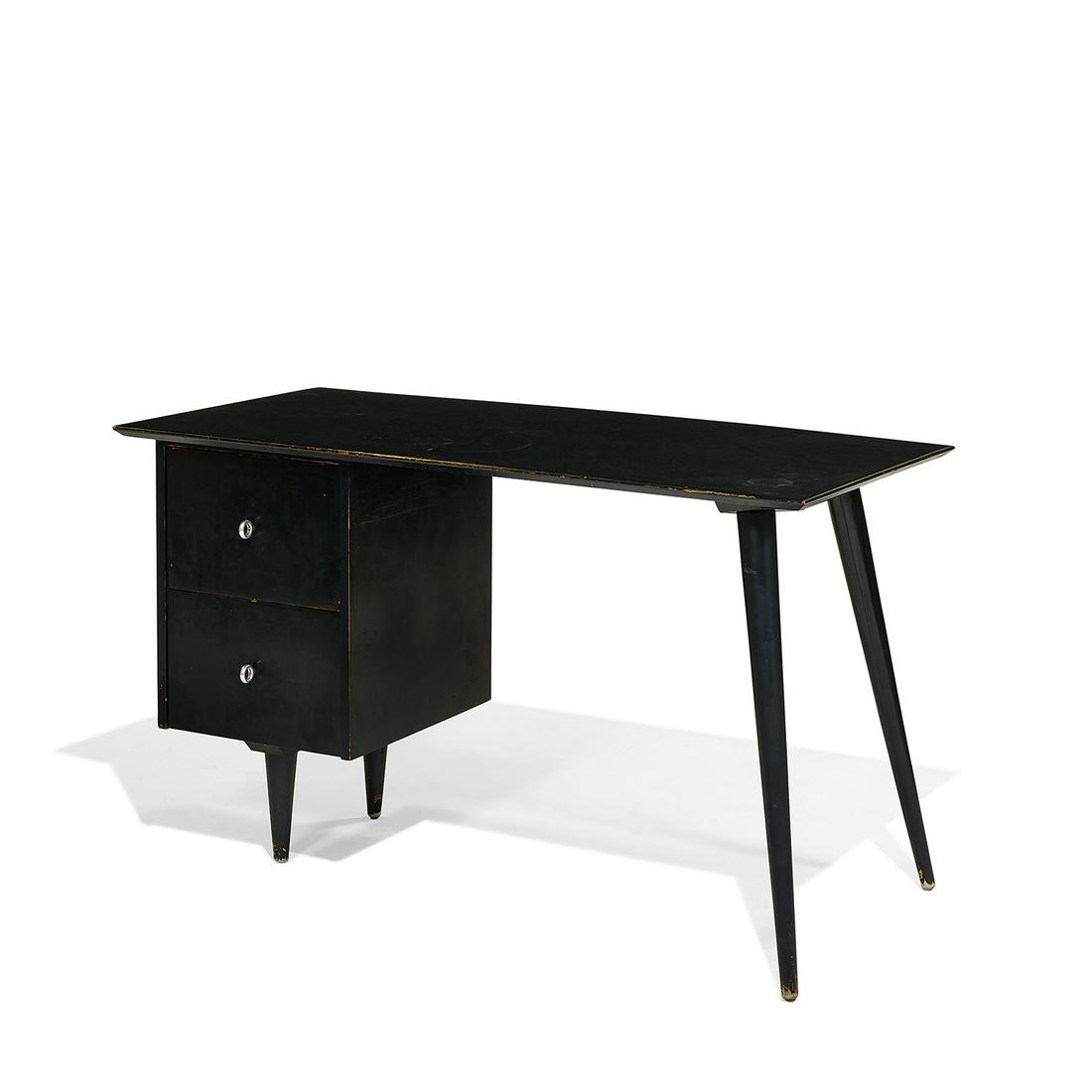 Paul McCobb Planner Group desk: Paul McCobb (1917-1969) for Winchendon Planner Group desk, model 1560 Winchendon, Massachusetts, 1950s lacquered solid maple, aluminum branded mark to drawer 48"w x 24"d x 29 1/8"h
