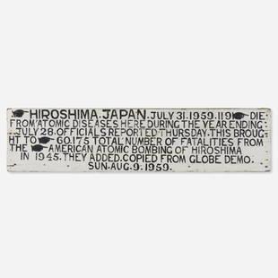 Jesse Howard, HIROSHIMA, JAPAN: Jesse Howard HIROSHIMA, JAPAN enamel on wood 8.75 h × 38.75 w × 1.625 d in (22 × 98 × 4 cm) This work will ship from Toomey & Co. in Chicago, Illinois.