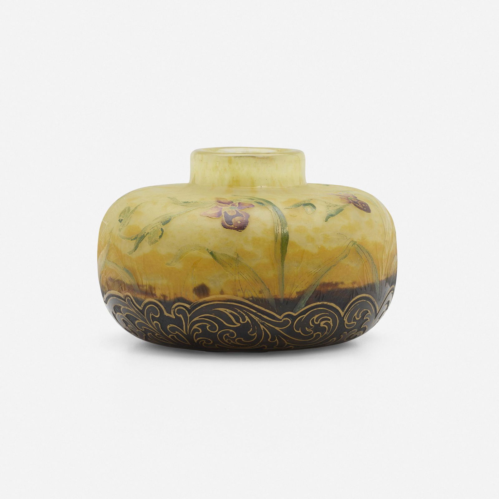 Daum, Squat vase with orchids and spiderwebs (1 of 5)