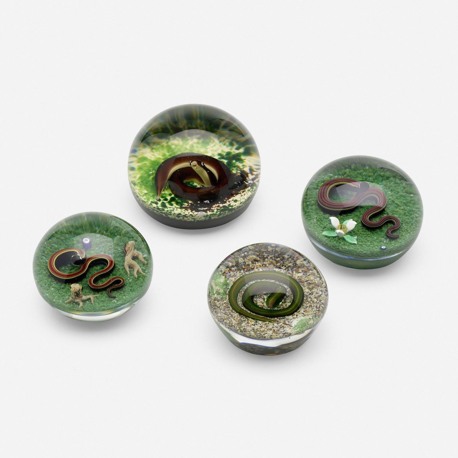 Baccarat, Snake paperweights, collection of three (1 of 3)