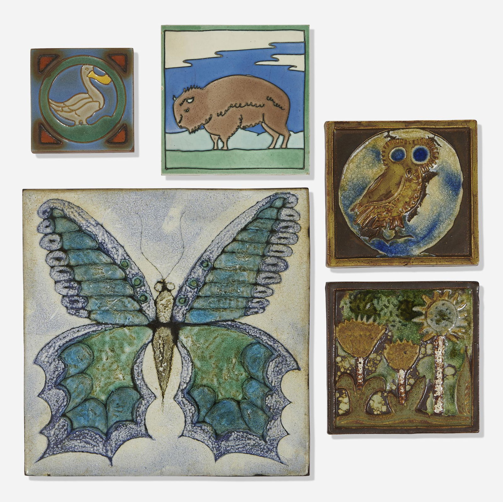 Various Makers, Tiles, collection of five (1 of 2)