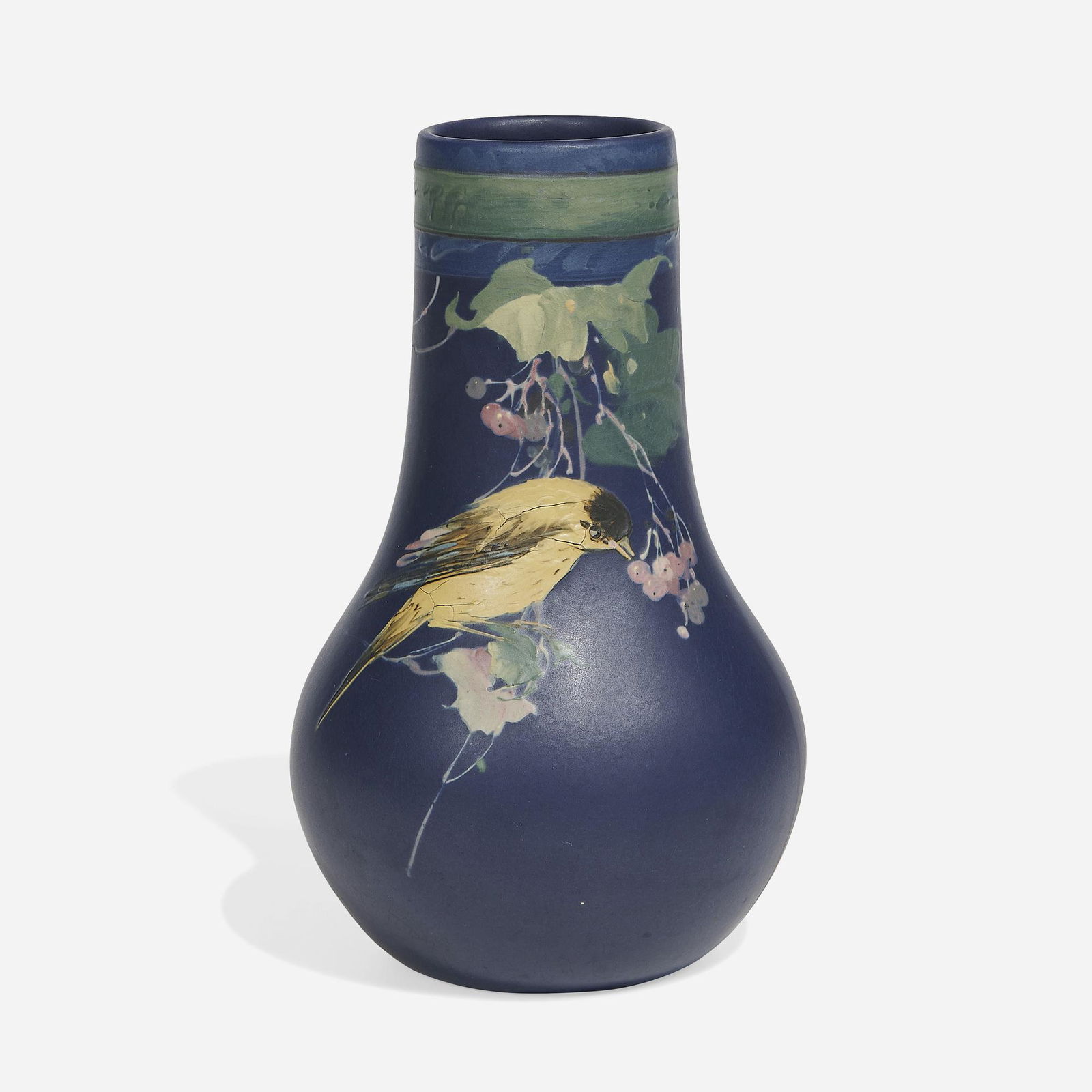 Weller Pottery, Blue and Decorated vase (1 of 3)