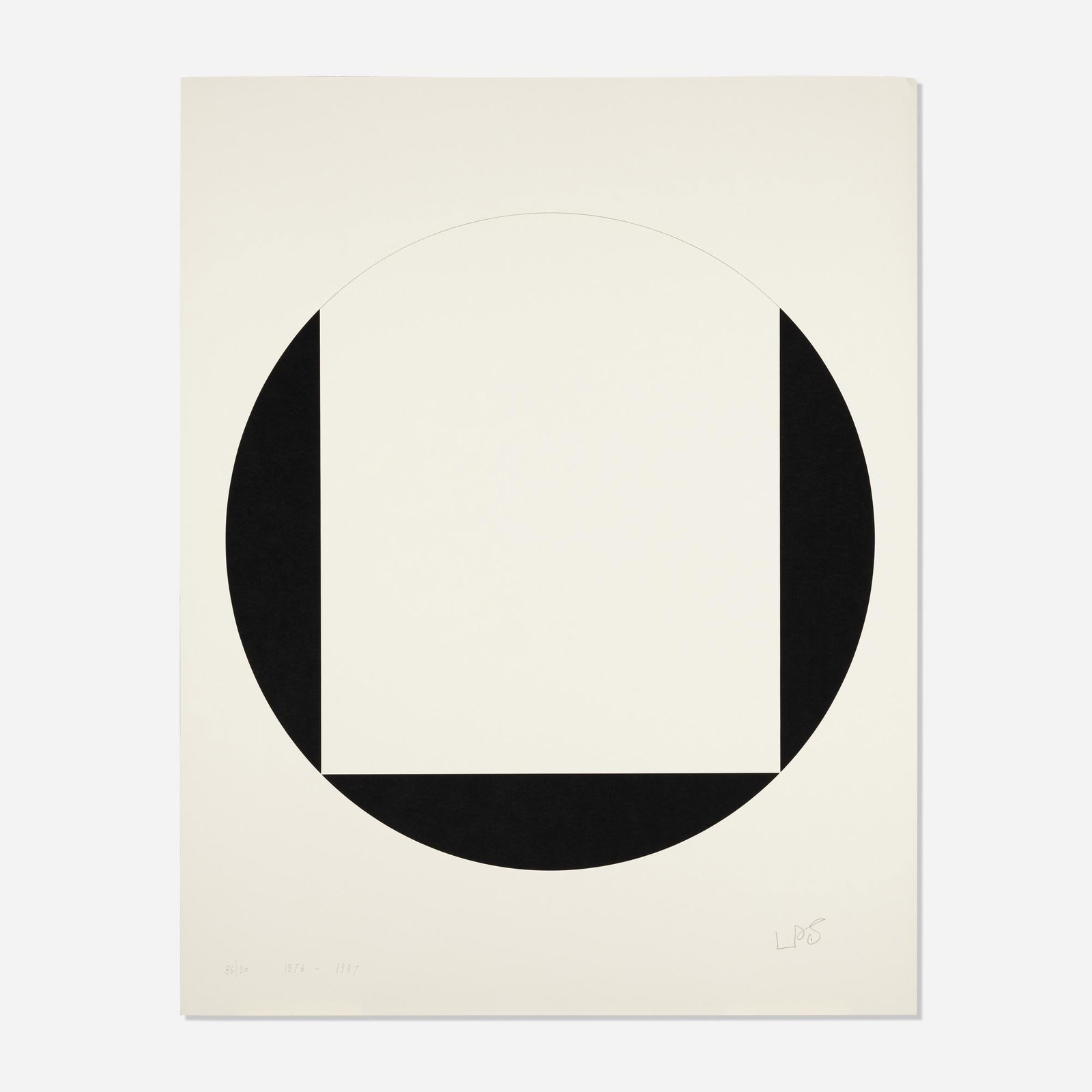 Leon Polk Smith, Quadrat im Kreis: Leon Polk Smith Quadrat im Kreis 1987screenprint with graphite sheet: 40 h x 32 w in (102 x 81 cm) Signed, dated and numbered to lower edge '86/90 1976-1987 LPS'. This work is number 86 from t