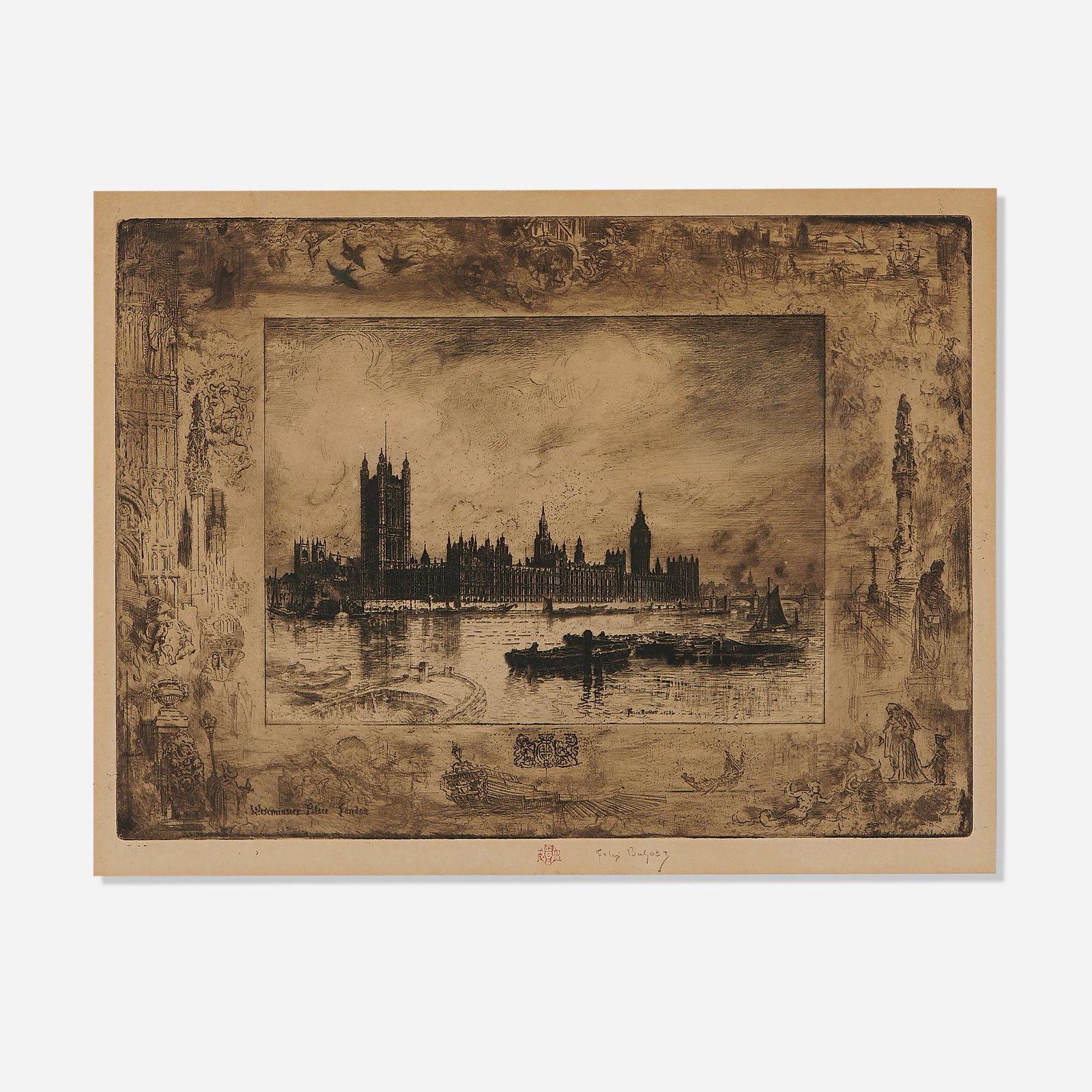 Felix-Hilaire Buhot, Westminster Palace (Seventh State) (1 of 3)